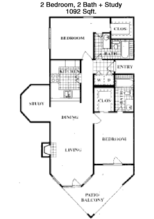 1,092 sq ft floorplan layout
