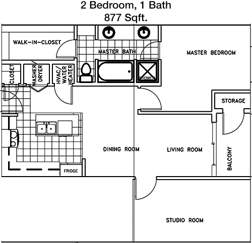 877 sq ft floorplan layout