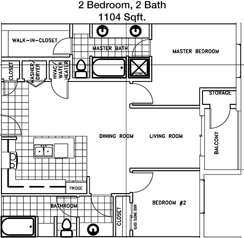 1,104 sq ft floorplan layout