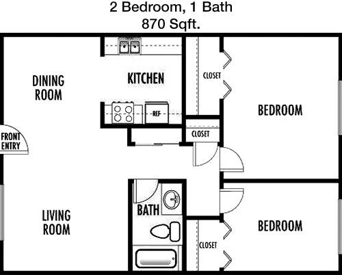 870 sq ft floorplan layout