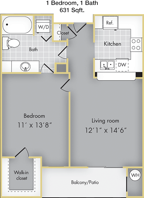 631 sq ft floorplan layout