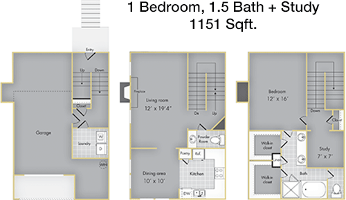 1,151 sq ft floorplan layout