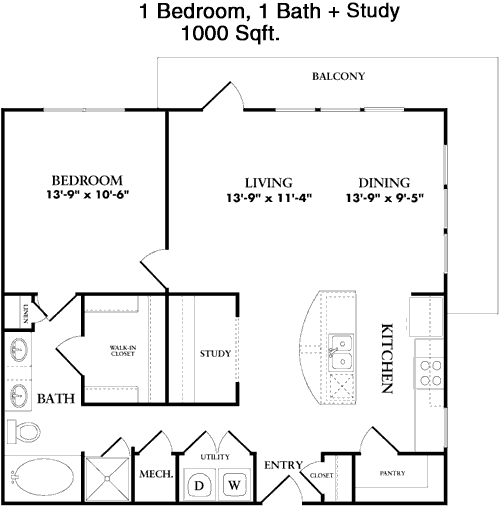 1,000 sq ft floorplan layout