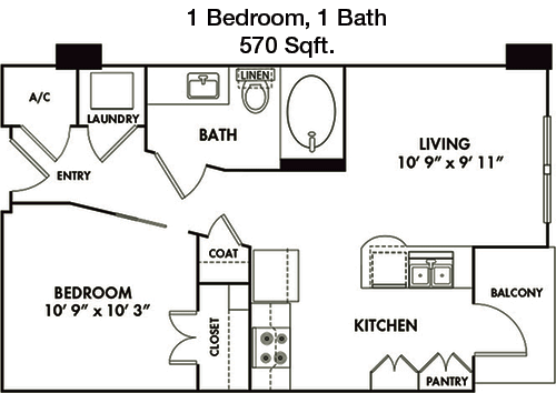 570 sq ft floorplan layout