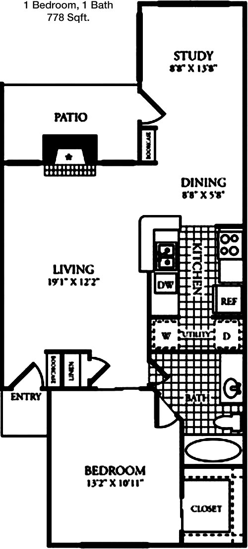 778 sq ft floorplan layout