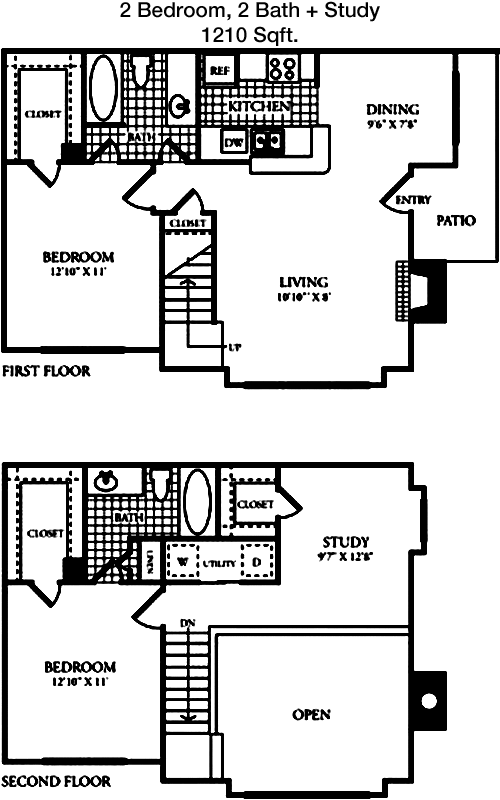 1,210 sq ft floorplan layout