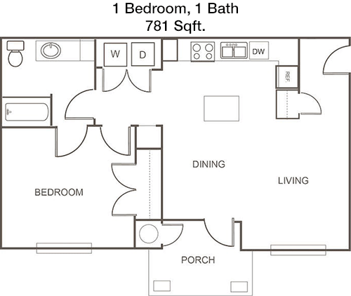 781 sq ft floorplan layout