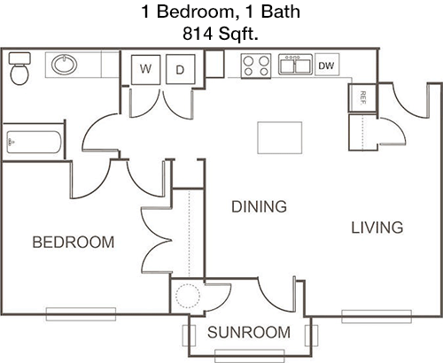 814 sq ft floorplan layout