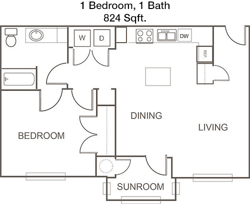 824 sq ft floorplan layout