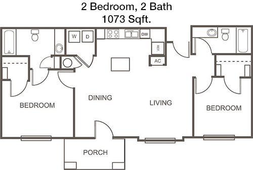 1,073 sq ft floorplan layout