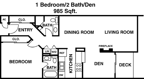 985 sq ft floorplan layout