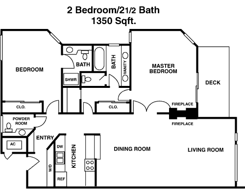 1,350 sq ft floorplan layout