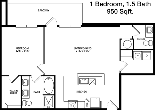 950 sq ft floorplan layout