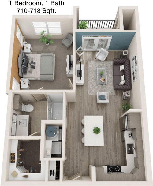 710 sq ft floorplan layout