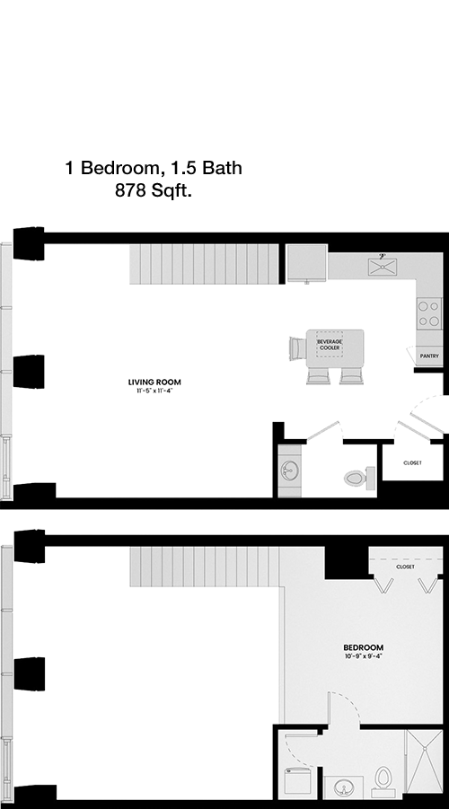 878 sq ft floorplan layout