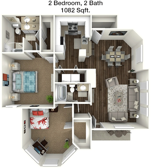 1,082 sq ft floorplan layout