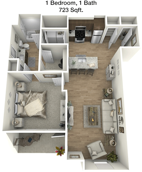 723 sq ft floorplan layout