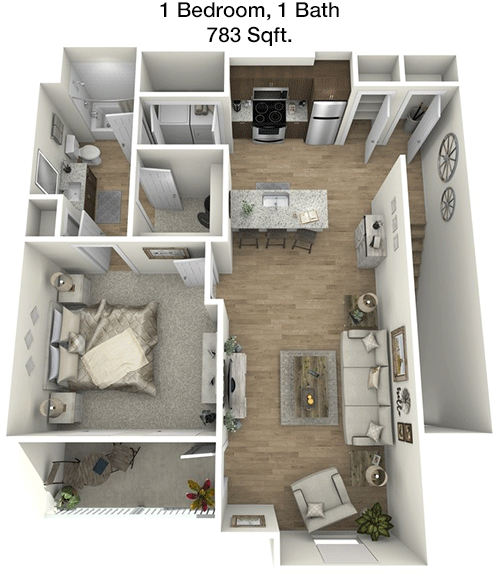 783 sq ft floorplan layout