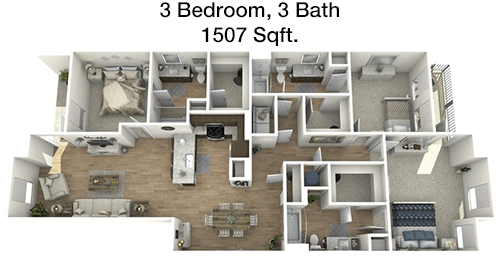 1,507 sq ft floorplan layout