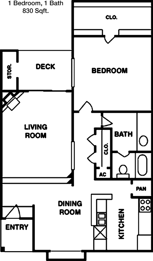 830 sq ft floorplan layout