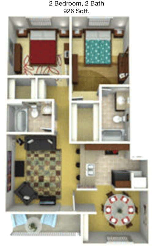 926 sq ft floorplan layout