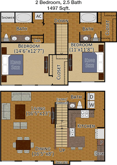 1,497 sq ft floorplan layout