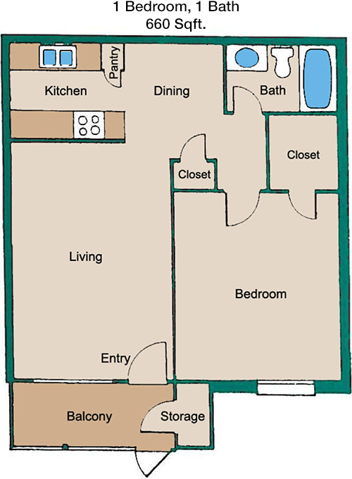 660 sq ft floorplan layout