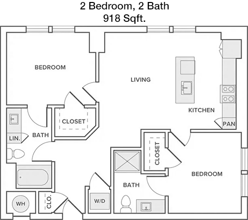 918 sq ft floorplan layout