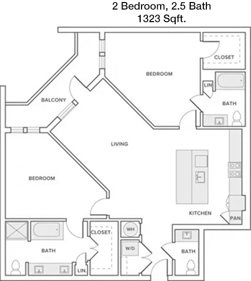 1,323 sq ft floorplan layout