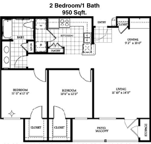 950 sq ft floorplan layout
