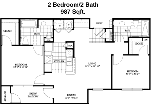 987 sq ft floorplan layout