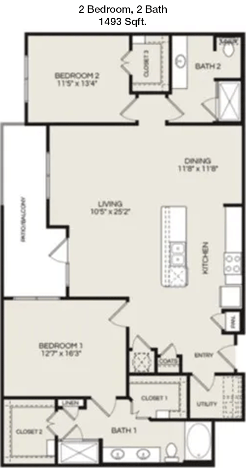 1,493 sq ft floorplan layout