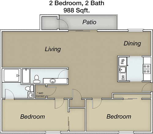 988 sq ft floorplan layout