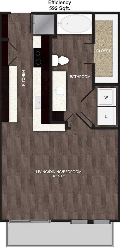 592 sq ft floorplan layout