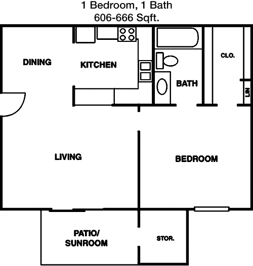 606 sq ft floorplan layout