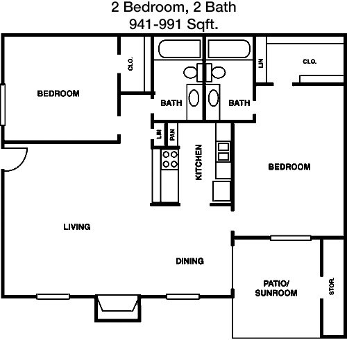 941 sq ft floorplan layout