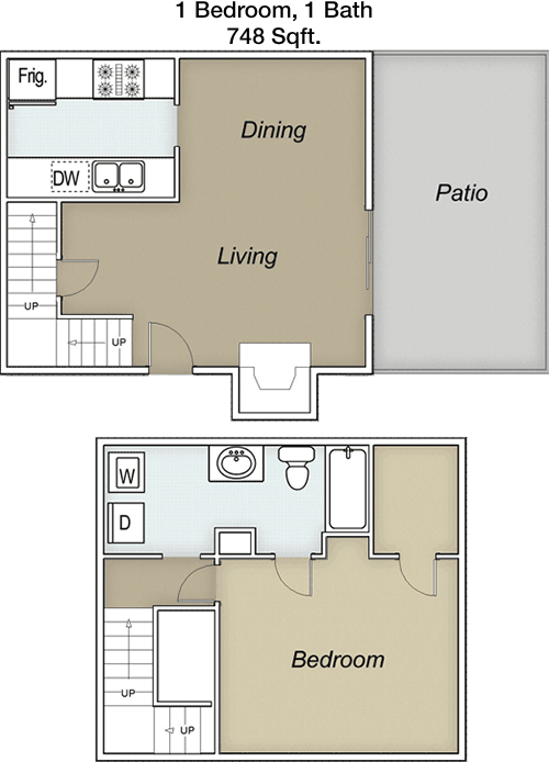 748 sq ft floorplan layout