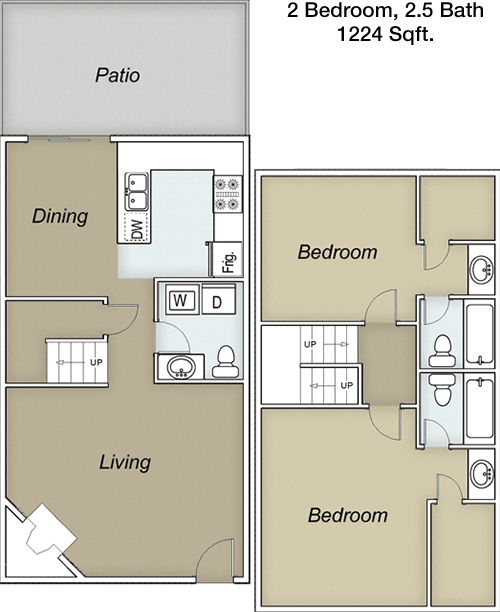1,224 sq ft floorplan layout