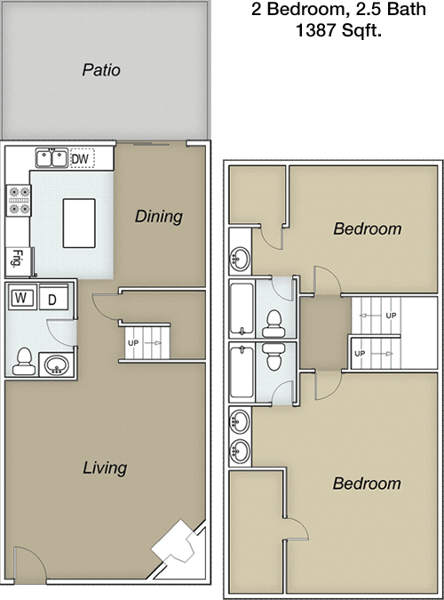 1,387 sq ft floorplan layout