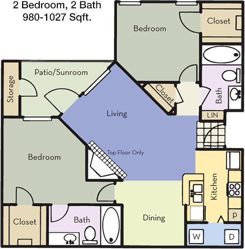 980 sq ft floorplan layout