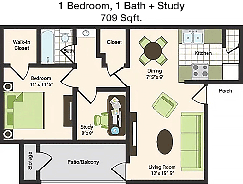 709 sq ft floorplan layout