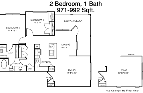 971 sq ft floorplan layout