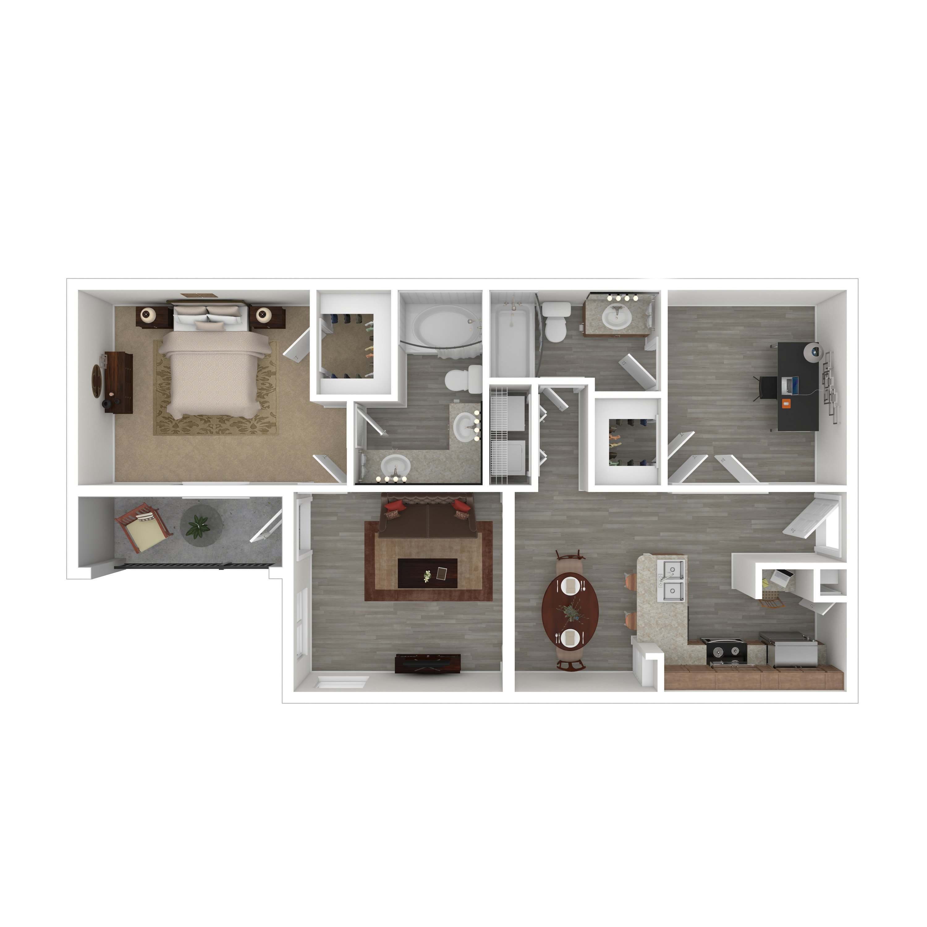 A7 - Premium 1 Bed, 2 Bath floorplan layout