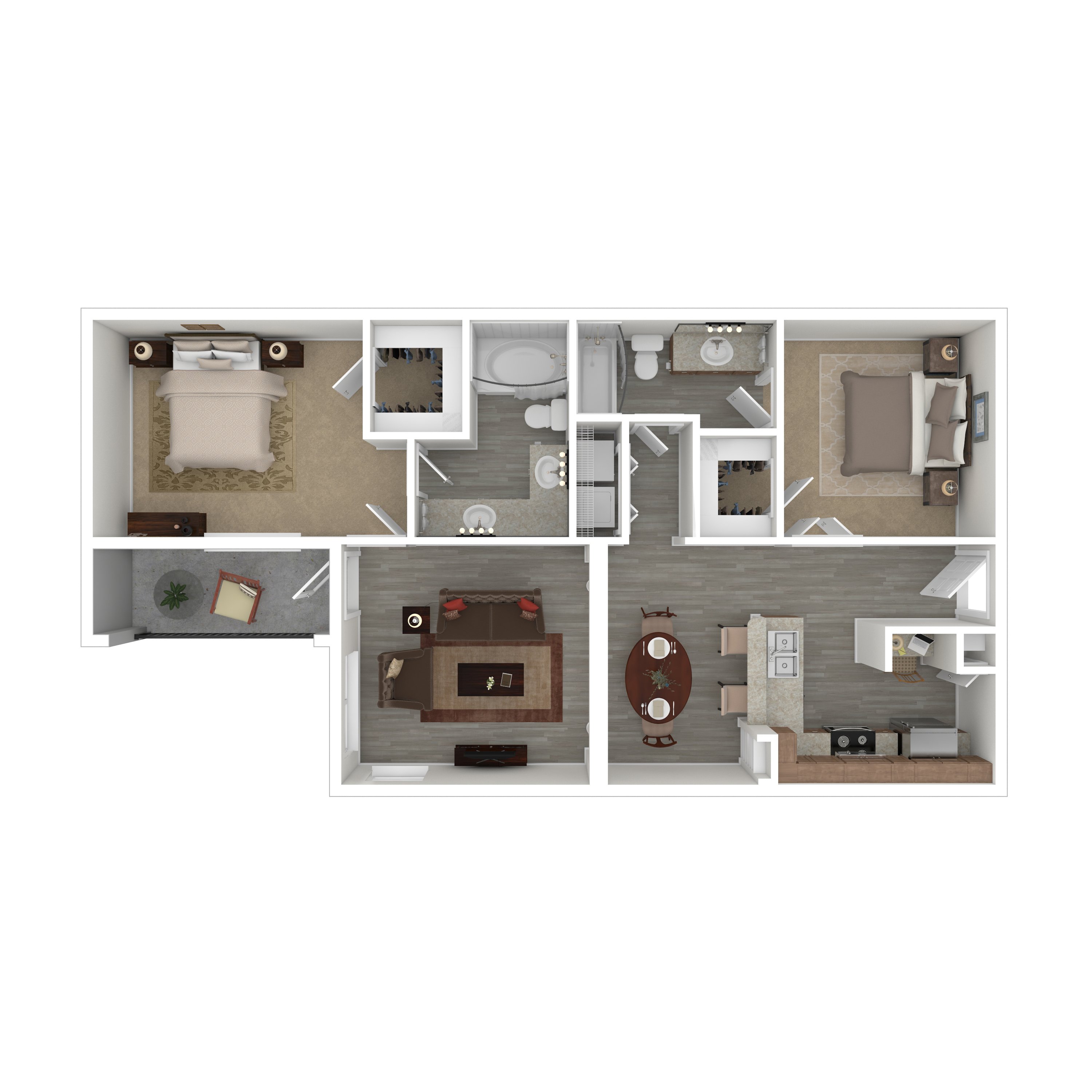 B1 - Classic 2 Bed, 2 Bath floorplan layout