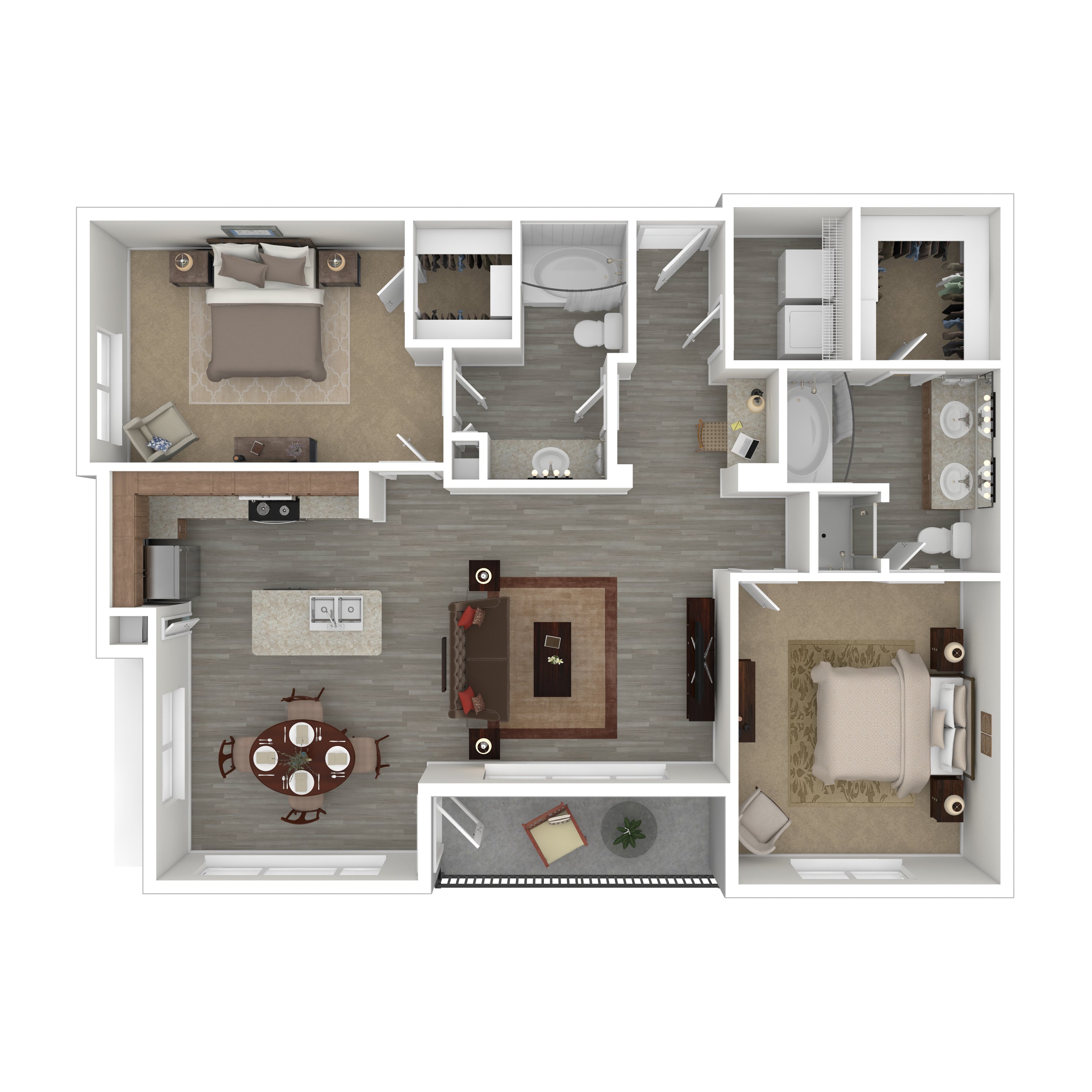 B3 - Classic 2 Bed, 2 Bath floorplan layout
