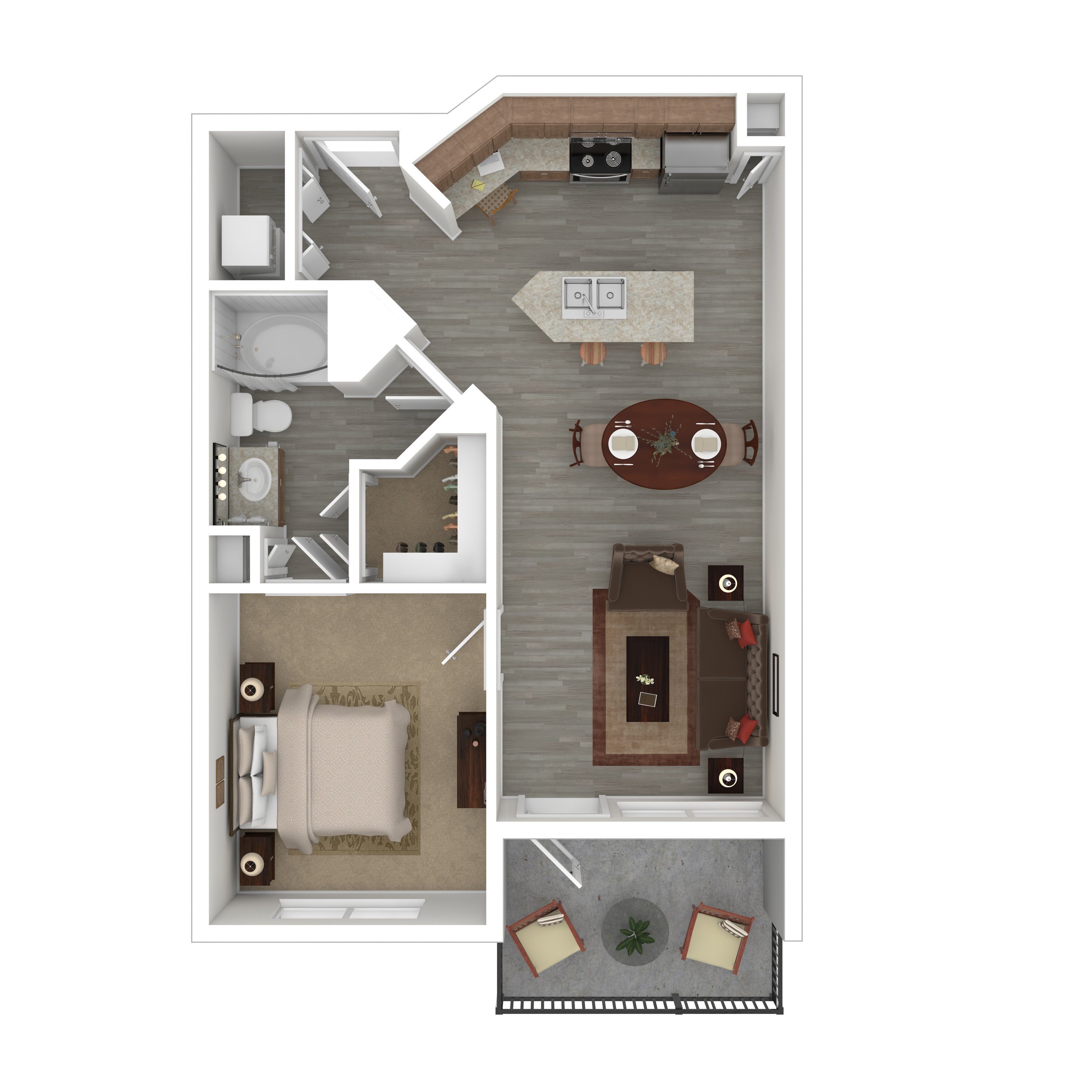 A1 - Standard 1 Bed, 1 Bath floorplan layout
