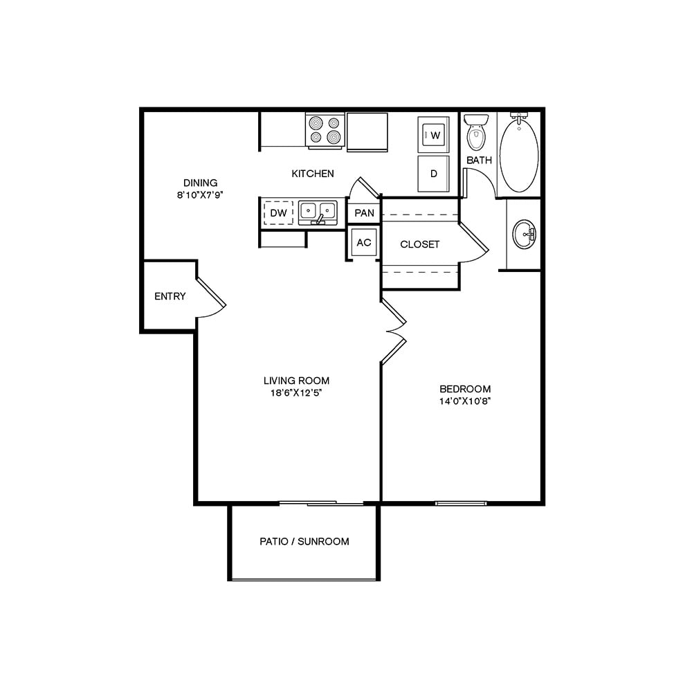 1B floorplan layout