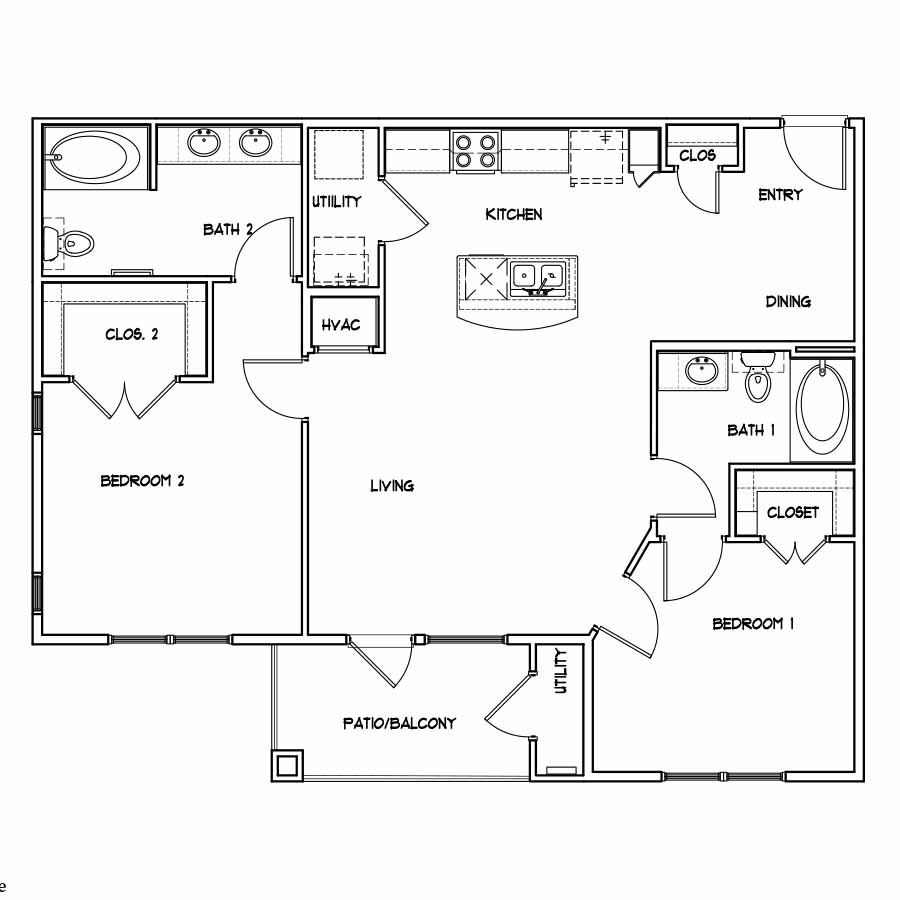Penelope 1113sf 2/2 floorplan layout