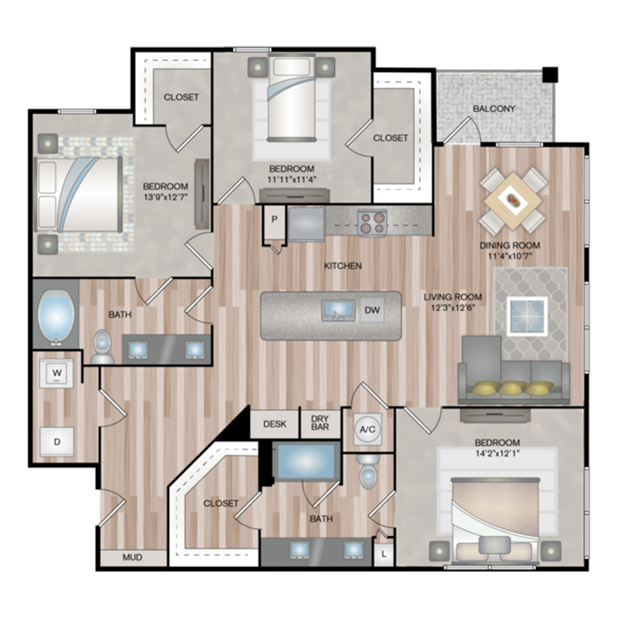 C1B -3x2 floorplan layout