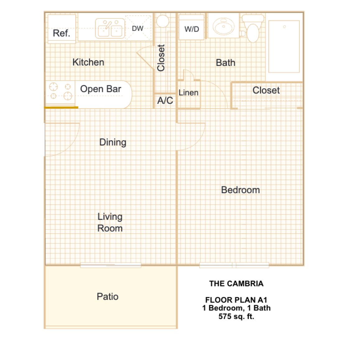 Small 1\/1 Bdr Downstairs floorplan layout